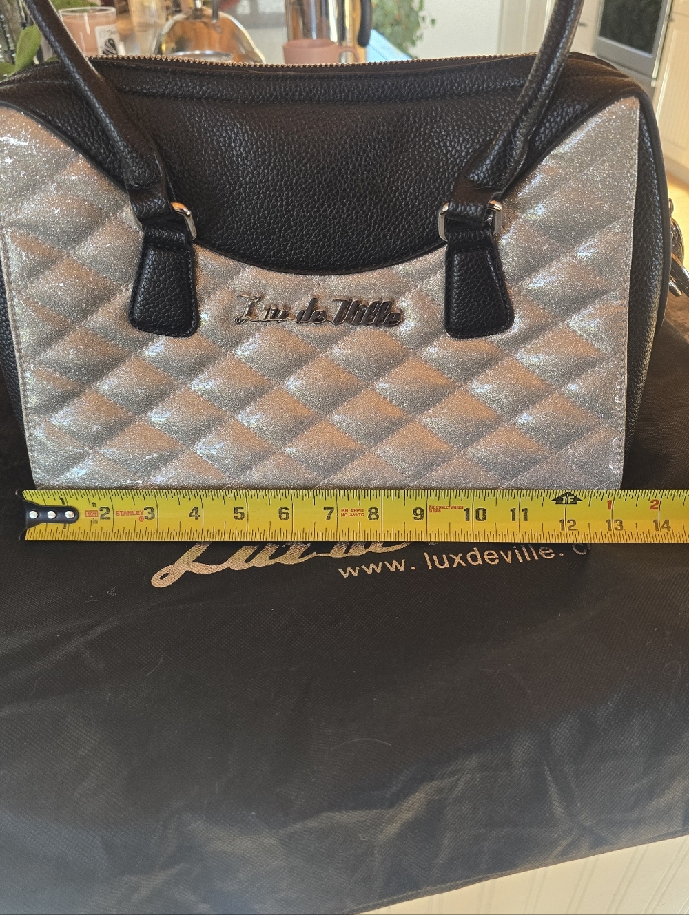 New! Silver Glitter Lux De Ville, Black Faux Leather, Retro, Vintage Inspried - Picture 10 of 12